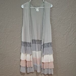 Paisley Vine Gray Sleeveless Cardigan